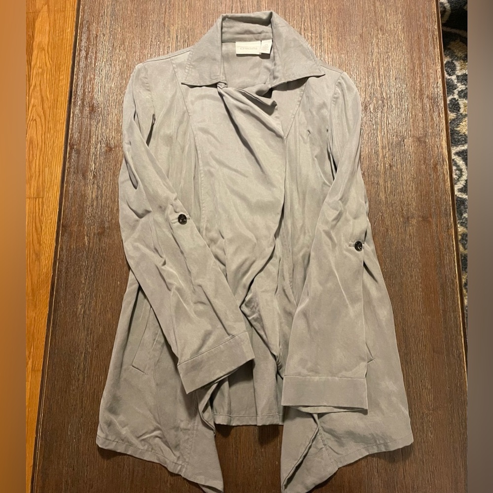 Chico's Light Gray Draped Open Front Jacket